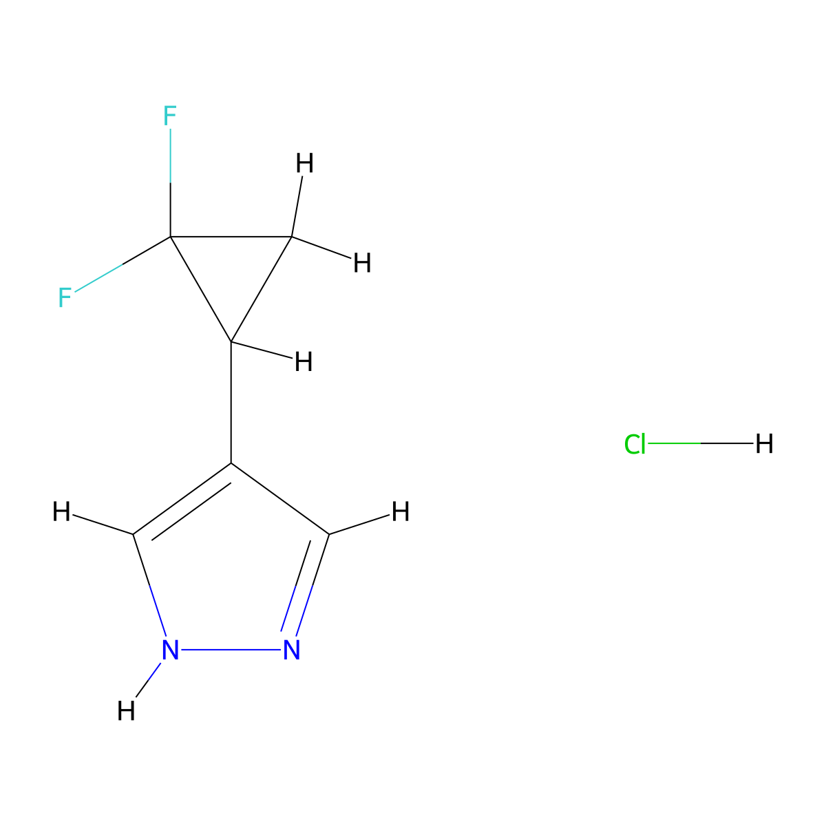 4-(2,2-difluorocyclopropyl)-1H-pyrazole hydrochloride molecular structure, CAS 2866317-50-0
