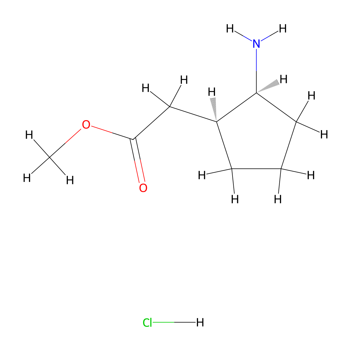 rac-methyl 2-[(1R,2R)-2-aminocyclopentyl]acetate hydrochloride molecular structure, CAS 2866317-56-6