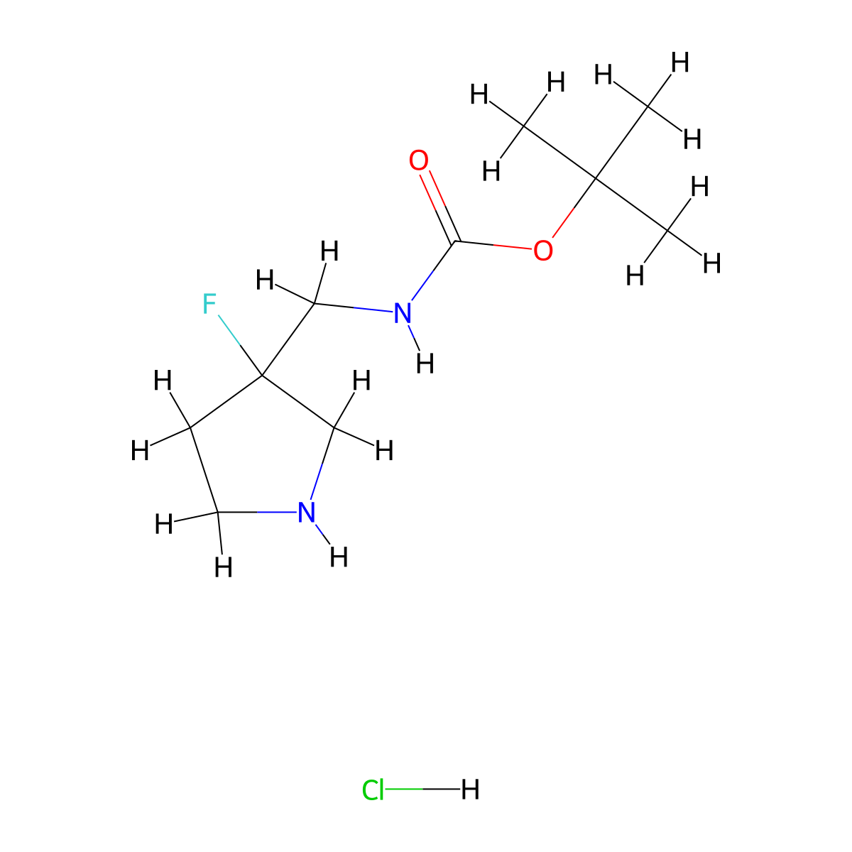 tert-butyl N-[(3-fluoropyrrolidin-3-yl)methyl]carbamate hydrochloride molecular structure, CAS 2866317-62-4