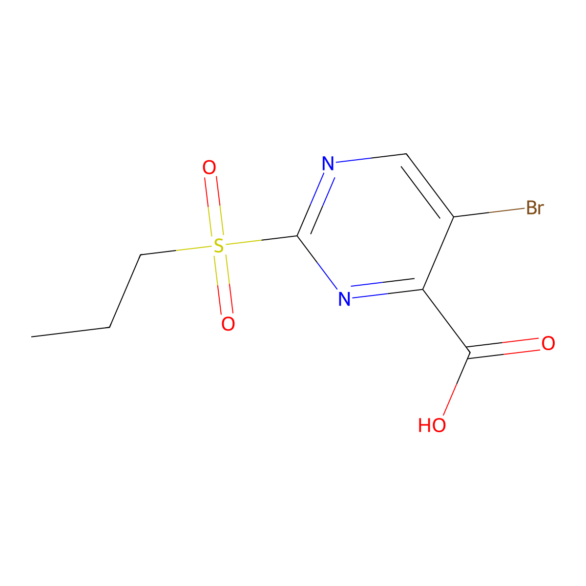 5-Bromo-2-(propane-1-sulfonyl)pyrimidine-4-carboxylic acid molecular structure, CAS 2866317-66-8