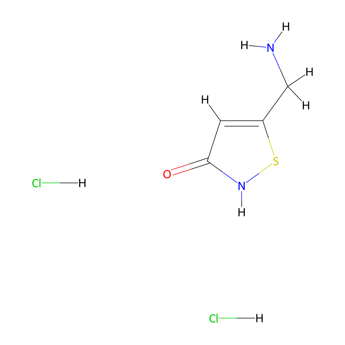 5-(Aminomethyl)-1,2-thiazol-3-ol dihydrochloride molecular structure, CAS 2866317-74-8