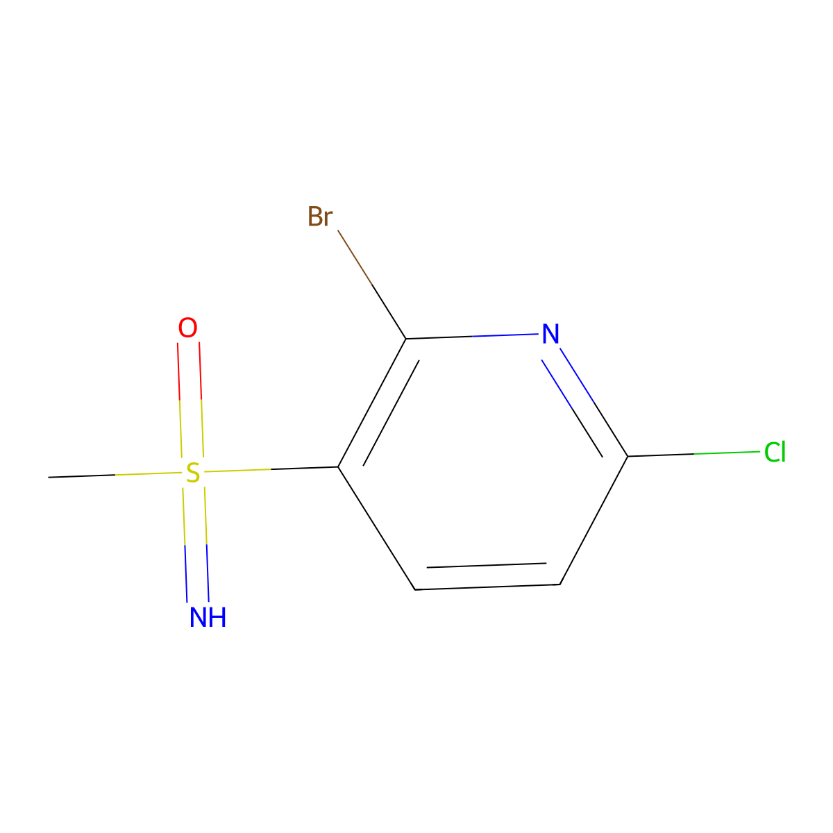 (2-Bromo-6-chloropyridin-3-yl)(imino)methyl-lambda6-sulfanone molecular structure, CAS 2866317-81-7