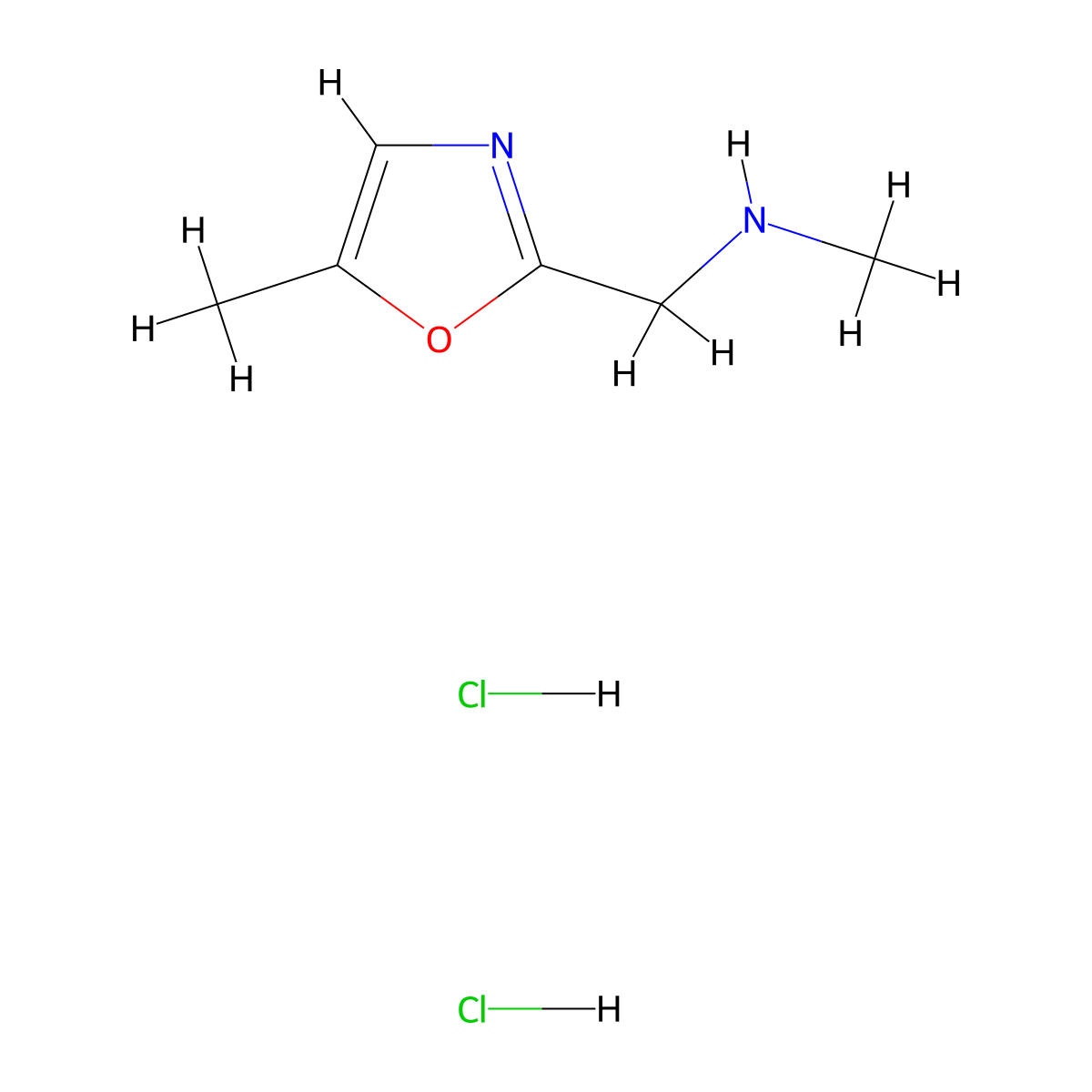 Methyl[(5-methyl-1,3-oxazol-2-yl)methyl]amine dihydrochloride molecular structure, CAS 2866317-94-2