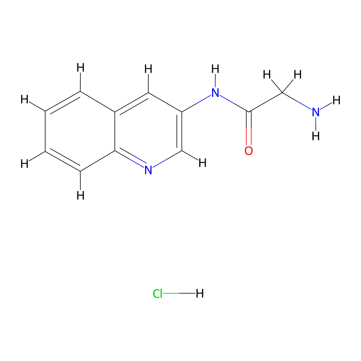 2-amino-N-(quinolin-3-yl)acetamide hydrochloride molecular structure, CAS 2866318-00-3