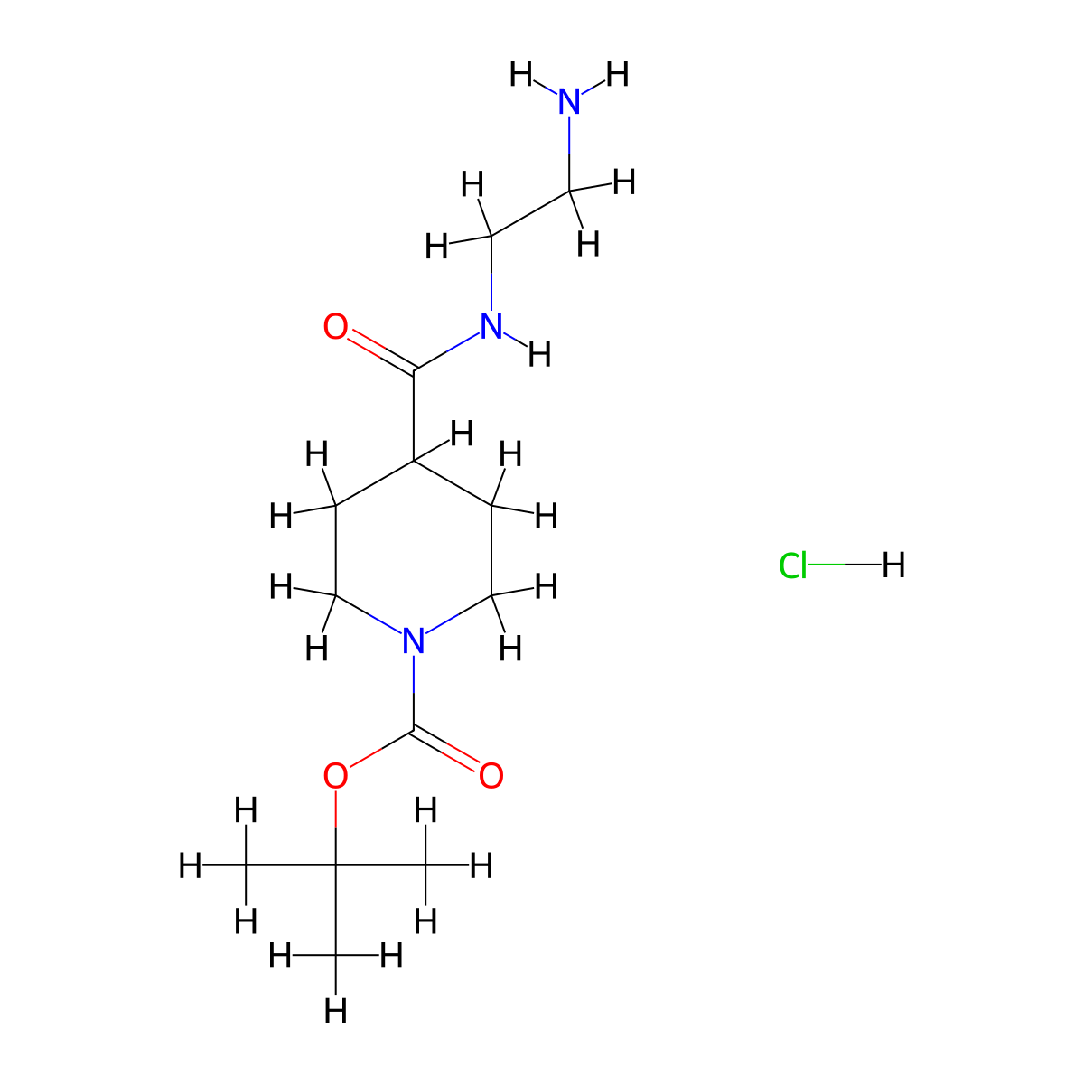 Tert-butyl 4-[(2-aminoethyl)carbamoyl]piperidine-1-carboxylate hydrochloride molecular structure, CAS 2866318-08-1