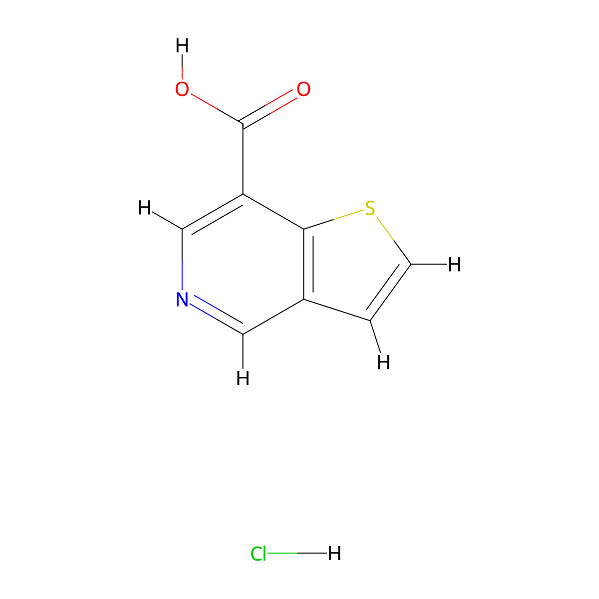 Thieno[3,2-c]pyridine-7-carboxylic acid hydrochloride molecular structure, CAS 2866318-10-5