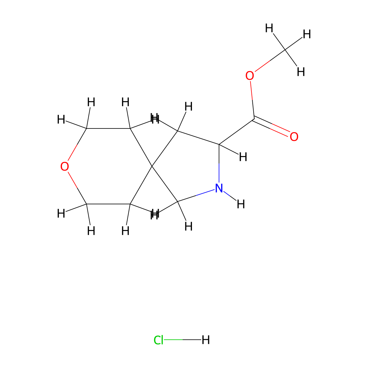Methyl 8-oxa-2-azaspiro[4.5]decane-3-carboxylate hydrochloride molecular structure, CAS 2866318-25-2