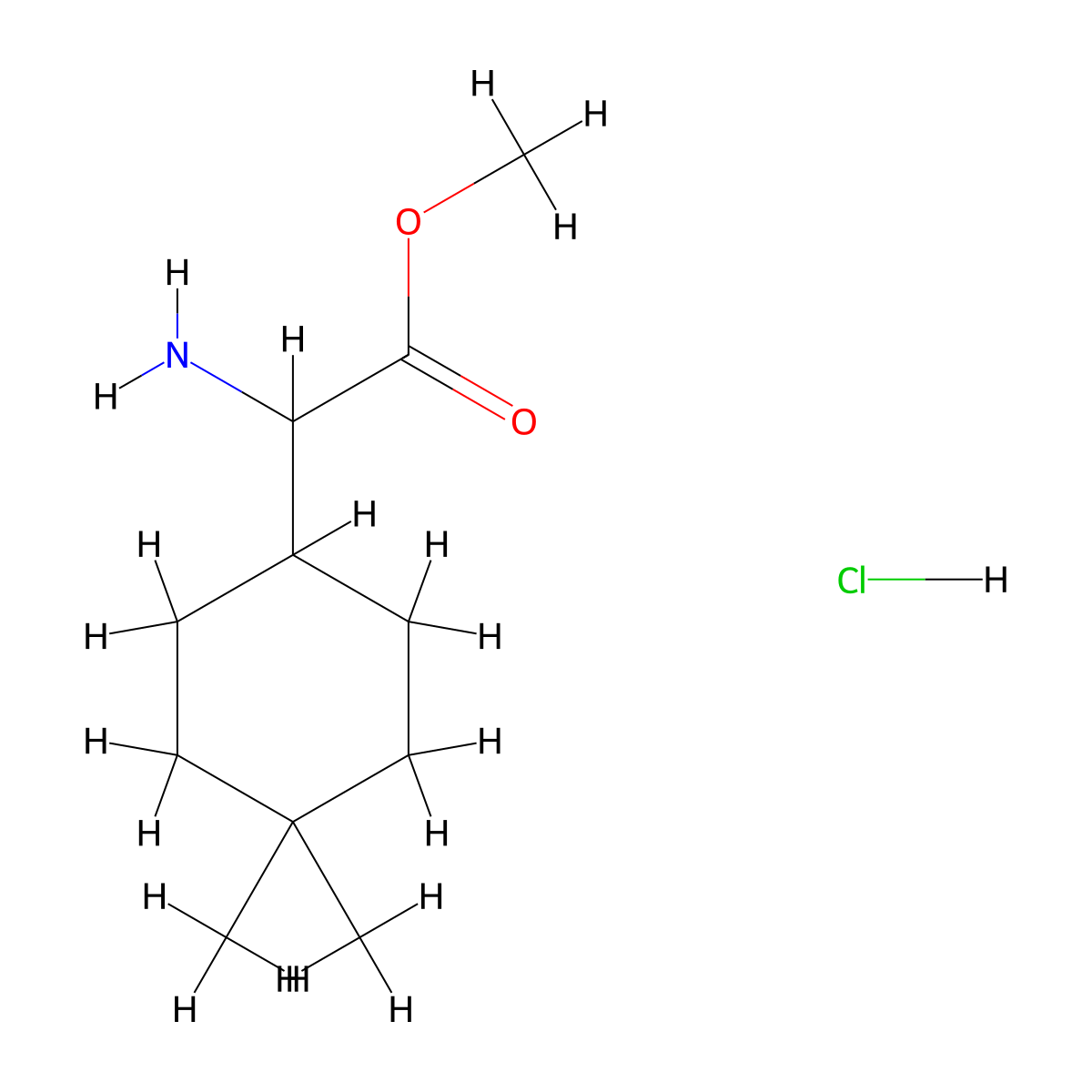 Methyl 2-amino-2-(4,4-dimethylcyclohexyl)acetate hydrochloride molecular structure, CAS 2866318-32-1