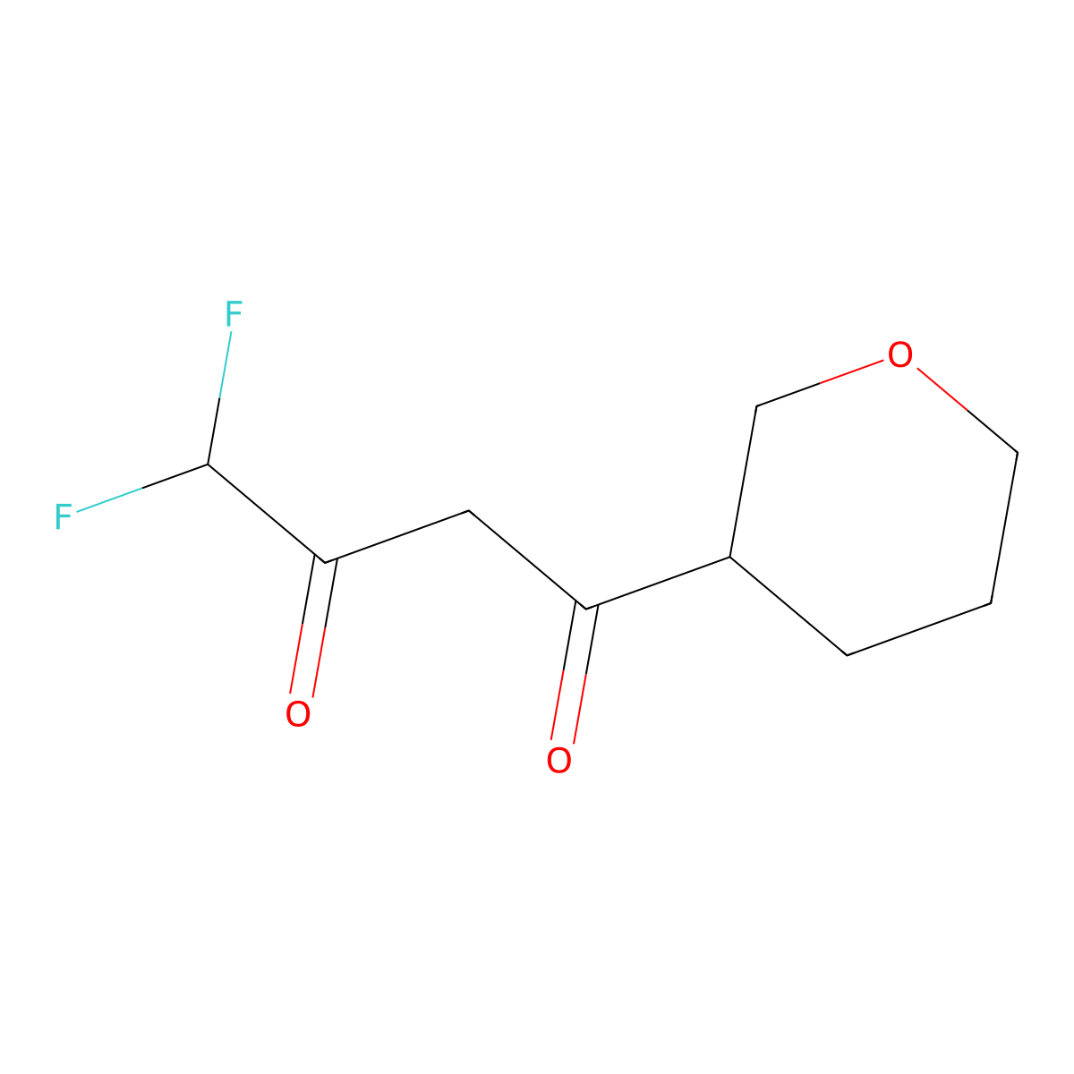 4,4-Difluoro-1-(oxan-3-yl)butane-1,3-dione molecular structure, CAS 2866318-43-4