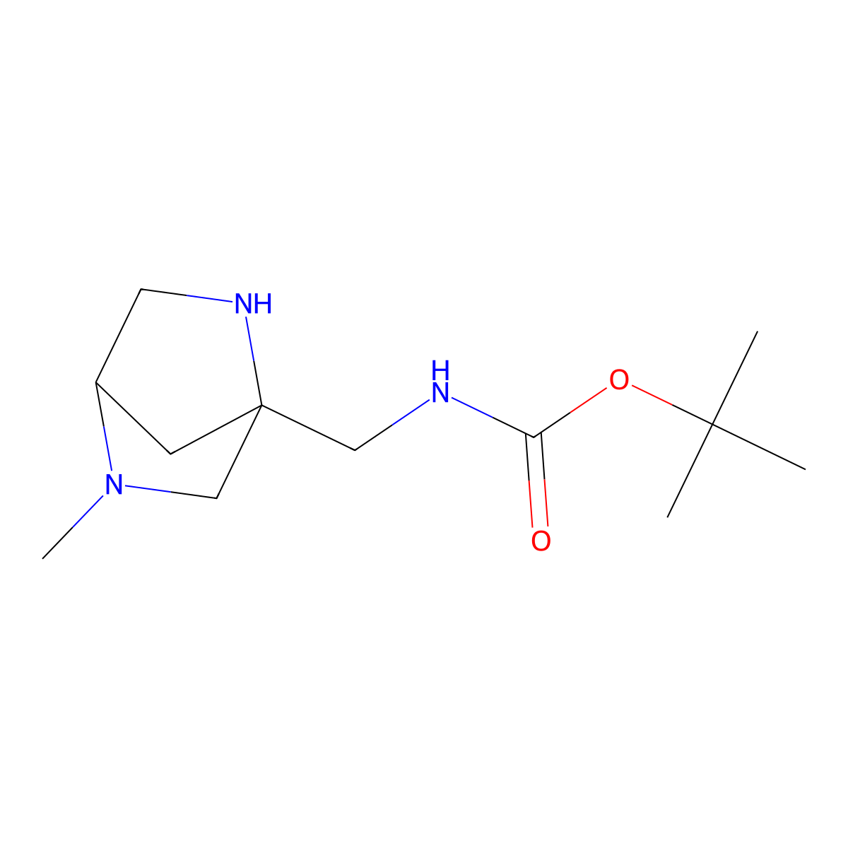 tert-butyl N-({5-methyl-2,5-diazabicyclo[2.2.1]heptan-1-yl}methyl)carbamate molecular structure, CAS 2866318-45-6