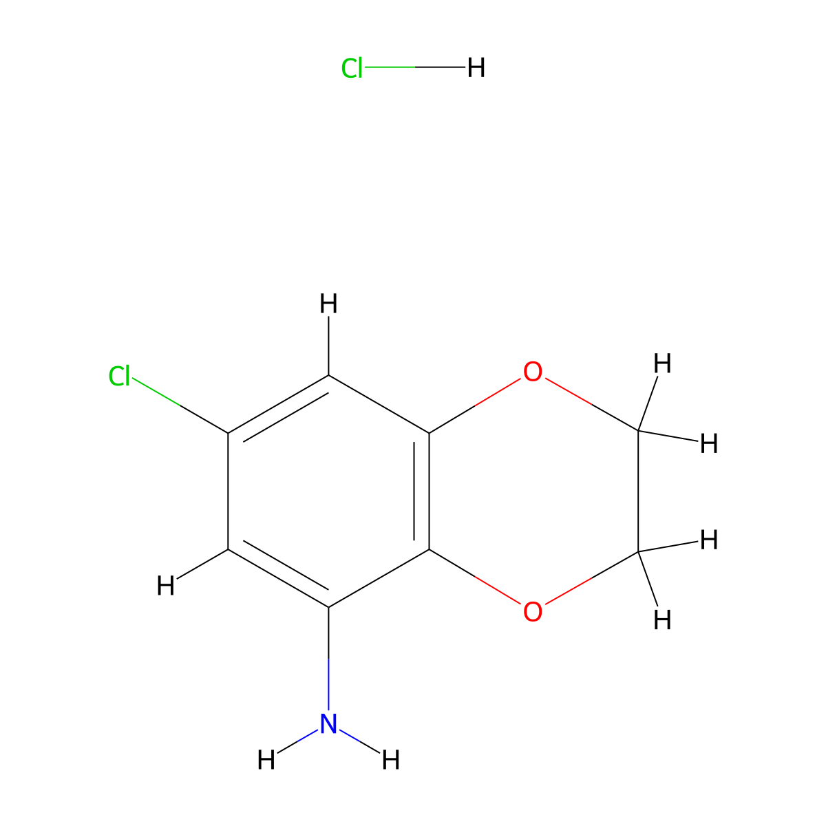 7-Chloro-2,3-dihydro-1,4-benzodioxin-5-amine hydrochloride molecular structure, CAS 2866318-57-0