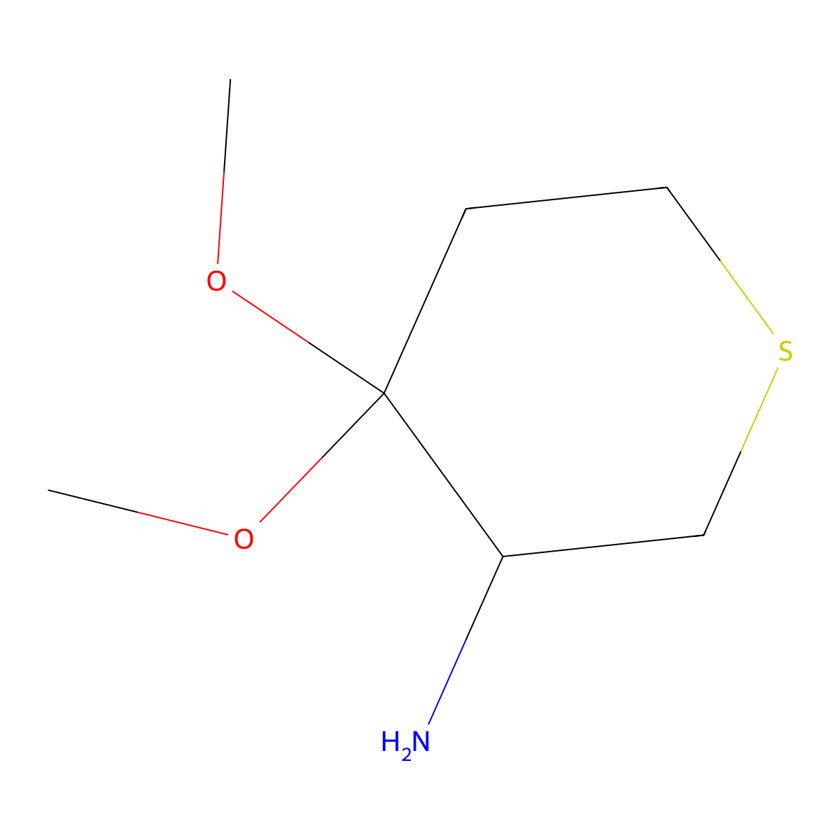 4,4-Dimethoxythian-3-amine molecular structure, CAS 2866318-61-6