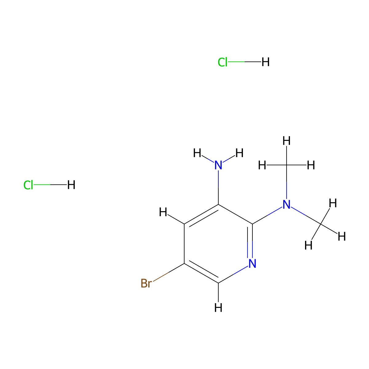 5-bromo-N2,N2-dimethylpyridine-2,3-diamine dihydrochloride molecular structure, CAS 2866318-75-2