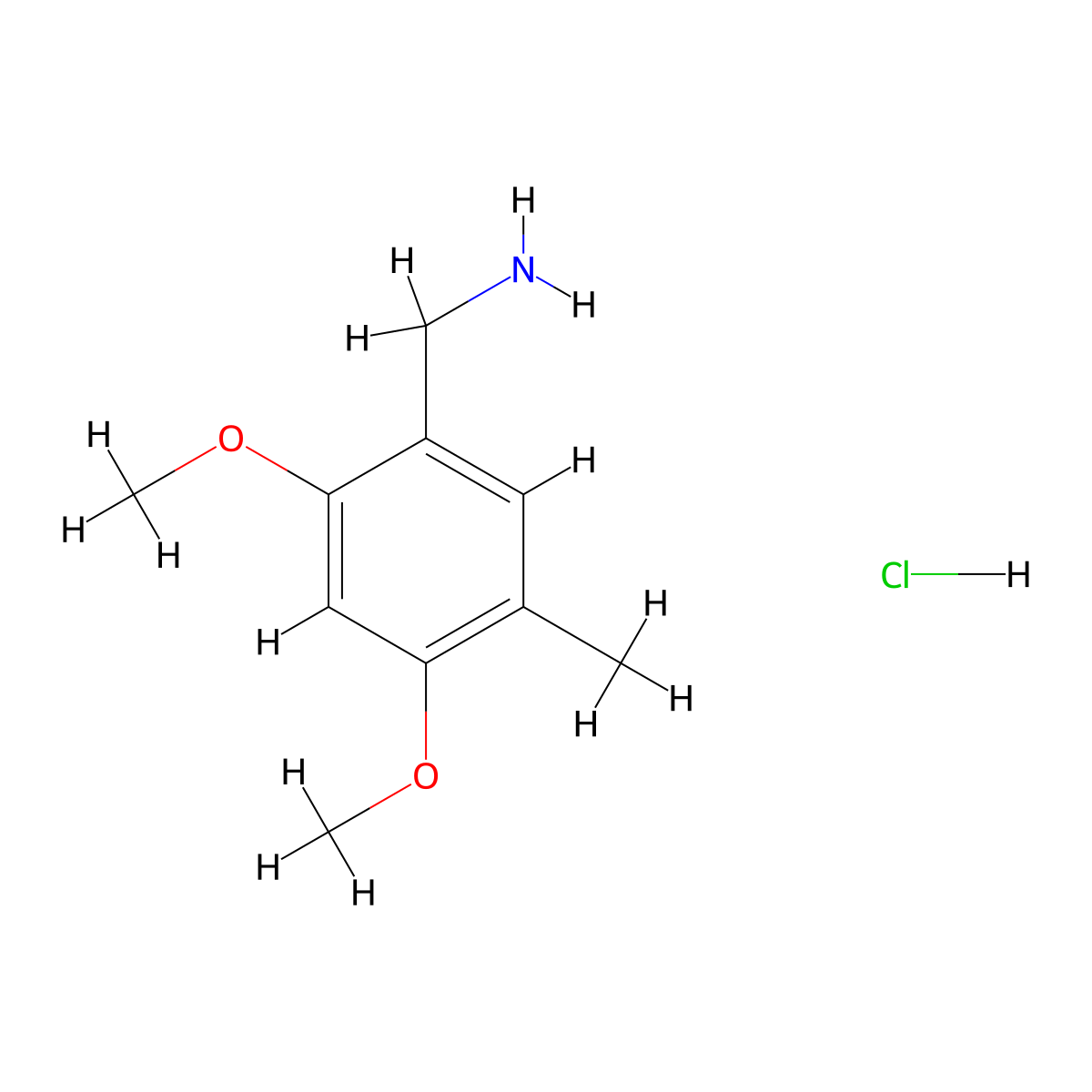 1-(2,4-Dimethoxy-5-methylphenyl)methanamine hydrochloride molecular structure, CAS 2866318-79-6