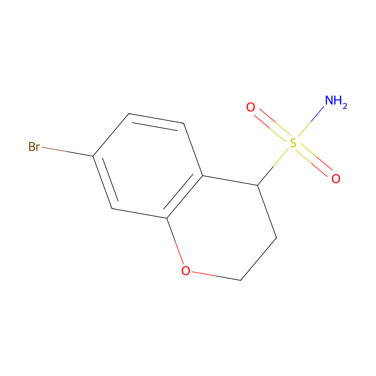 7-bromo-3,4-dihydro-2H-1-benzopyran-4-sulfonamide molecular structure, CAS 2866318-80-9