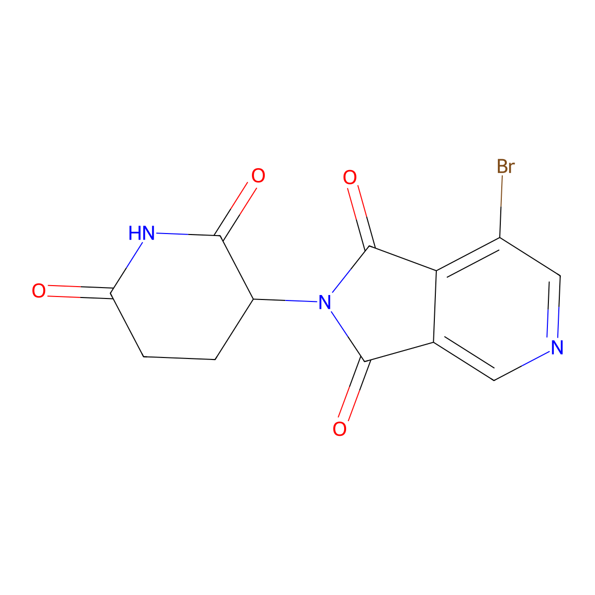 3-(7-bromo-1,3-dioxo-1H,2H,3H-pyrrolo(3,4-c)pyridin-2-yl)piperidine-2,6-dione molecular structure, CAS 2866318-88-7