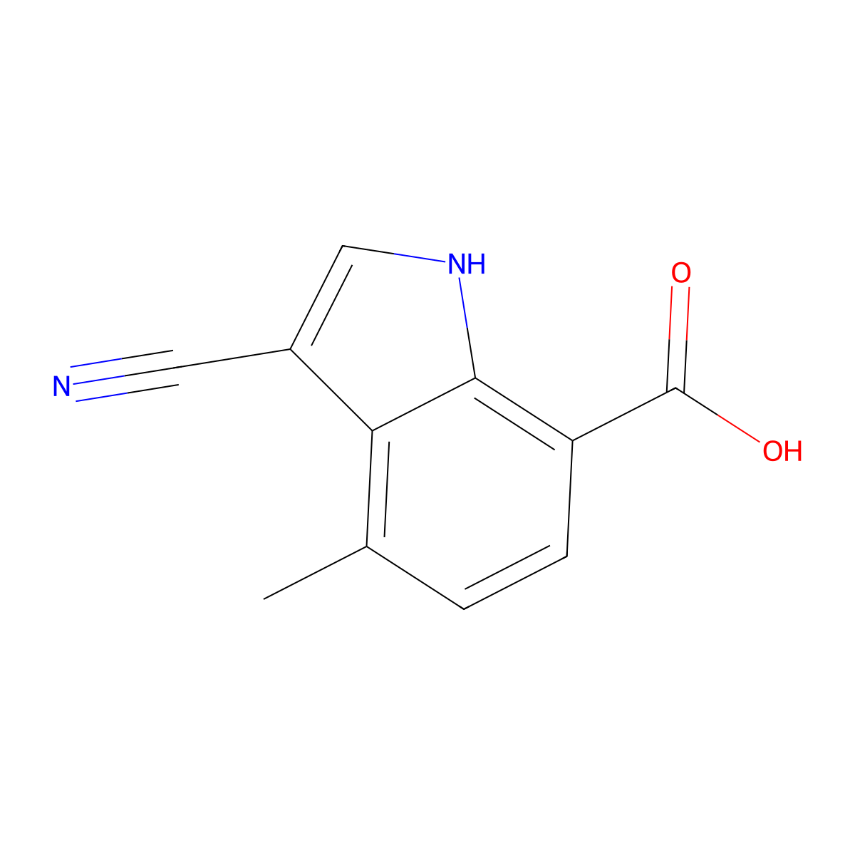 3-cyano-4-methyl-1H-indole-7-carboxylic acid molecular structure, CAS 2866318-89-8