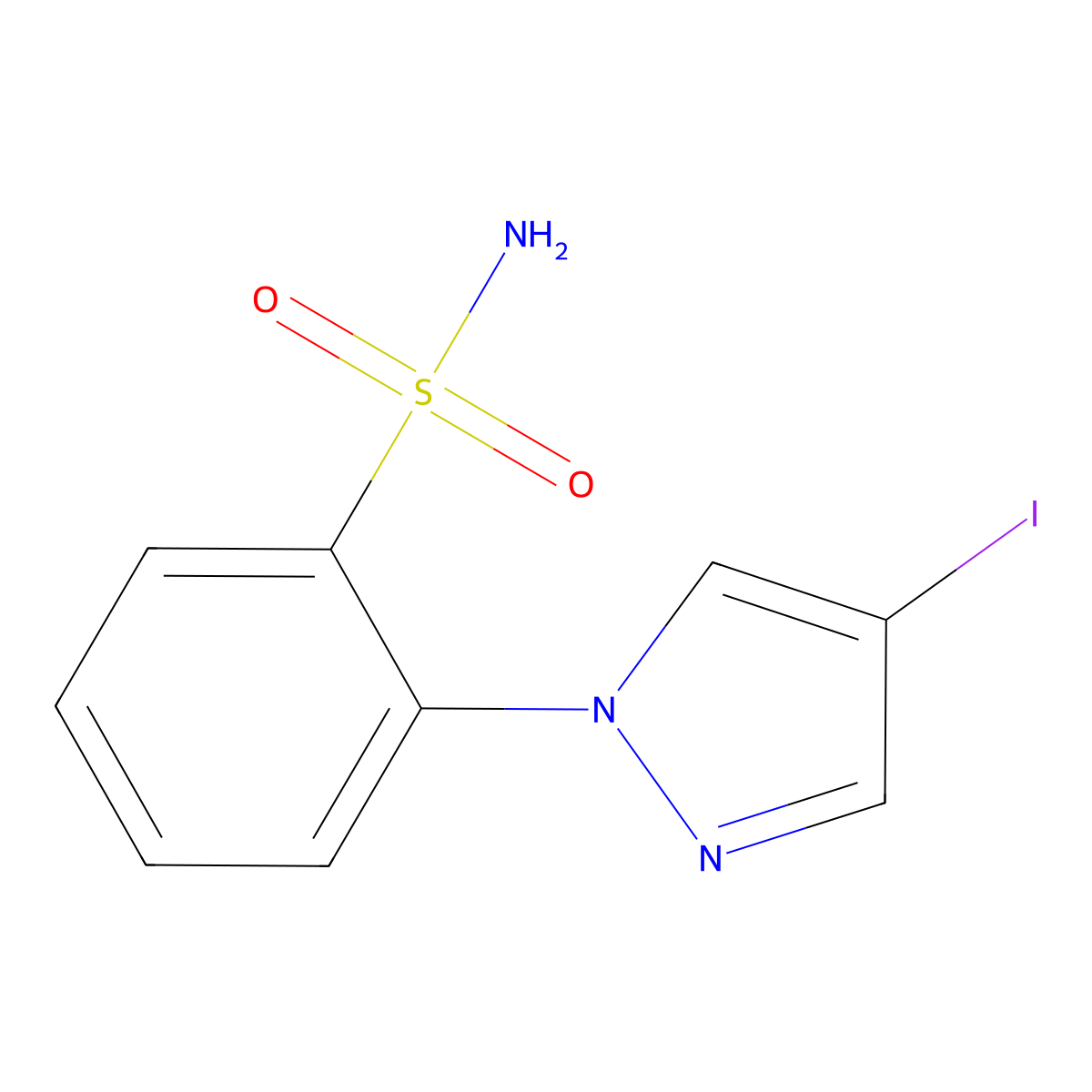 2-(4-iodo-1H-pyrazol-1-yl)benzene-1-sulfonamide molecular structure, CAS 2866318-90-1