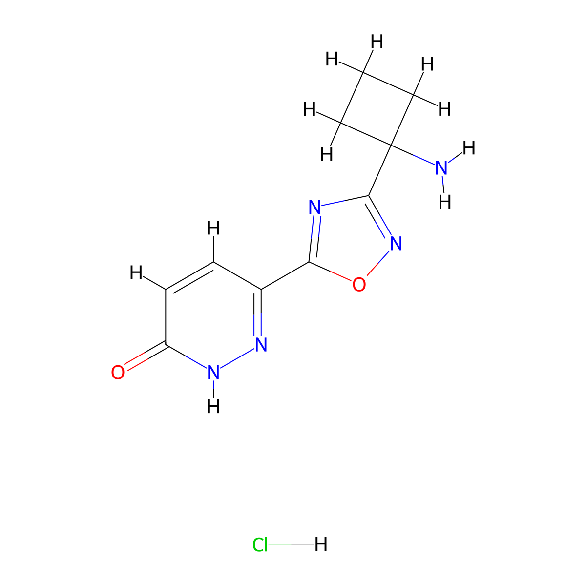 6-[3-(1-Aminocyclobutyl)-1,2,4-oxadiazol-5-yl]-2,3-dihydropyridazin-3-one hydrochloride molecular structure, CAS 2866318-99-0