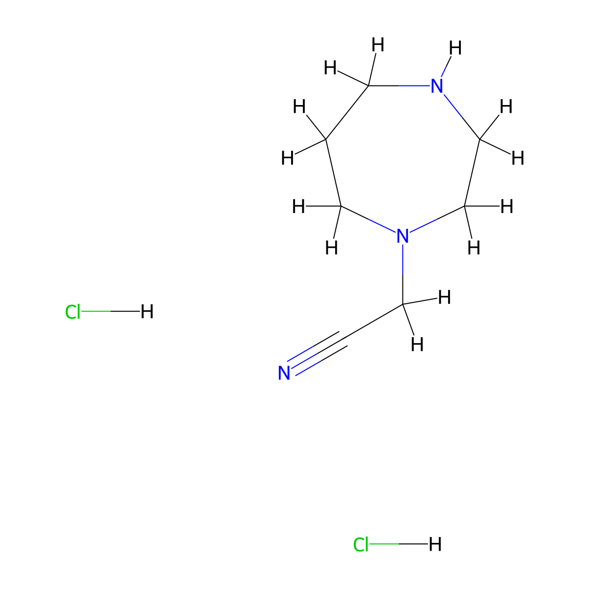 2-(1,4-Diazepan-1-yl)acetonitrile dihydrochloride molecular structure, CAS 2866319-00-6