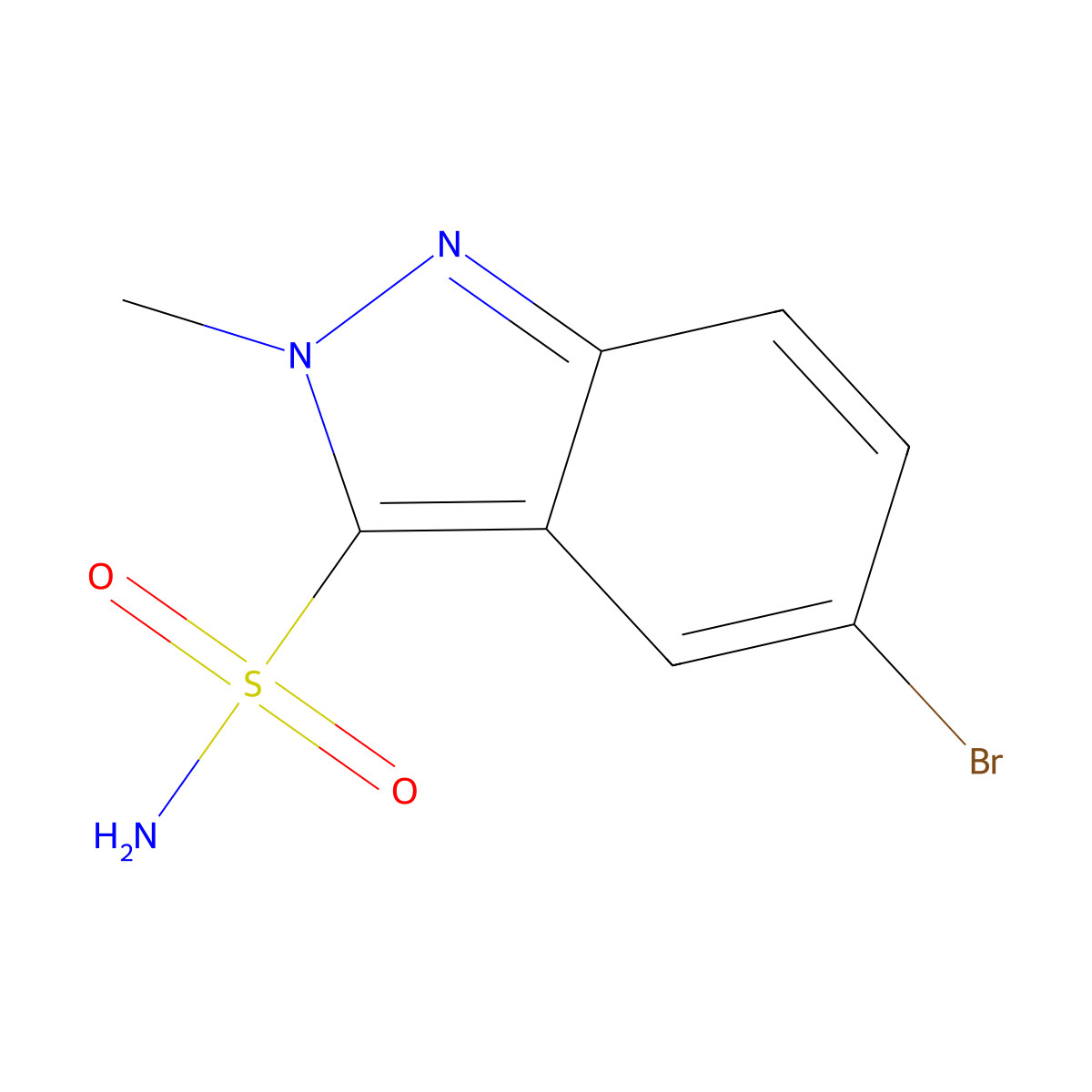 5-bromo-2-methyl-2H-indazole-3-sulfonamide molecular structure, CAS 2866319-02-8