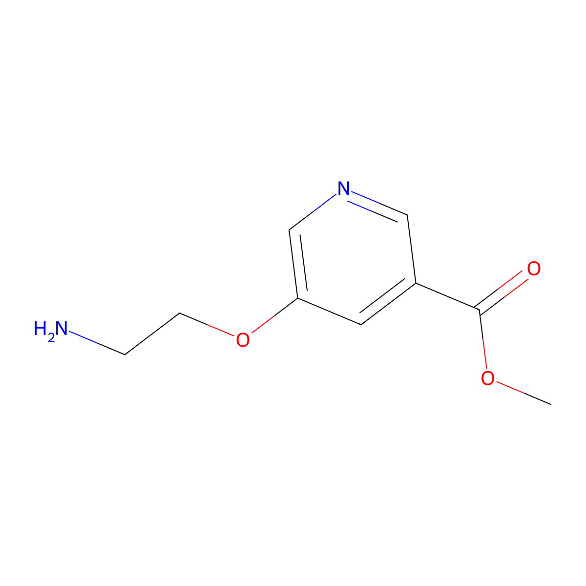 Methyl 5-(2-aminoethoxy)pyridine-3-carboxylate molecular structure, CAS 2866319-05-1