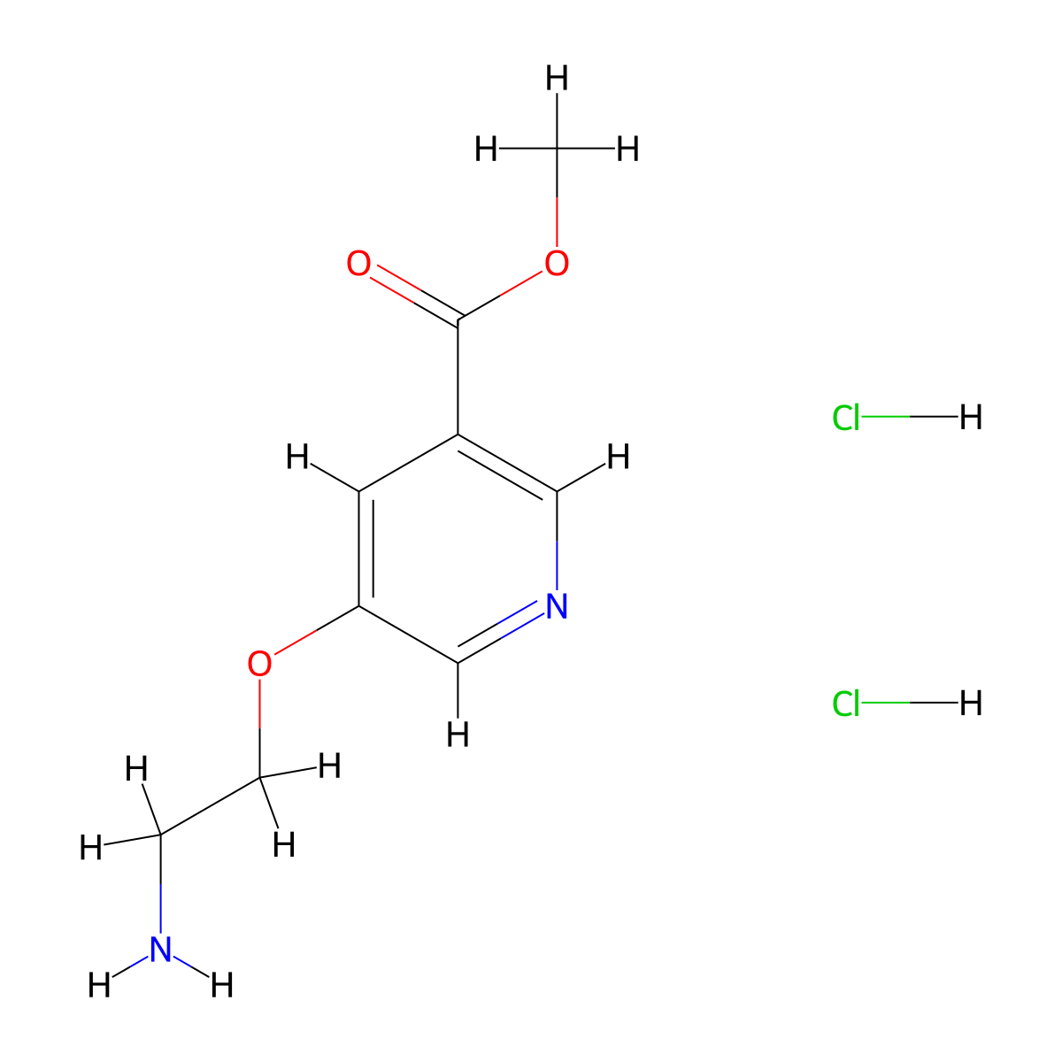 Methyl 5-(2-aminoethoxy)pyridine-3-carboxylate dihydrochloride molecular structure, CAS 2866319-06-2