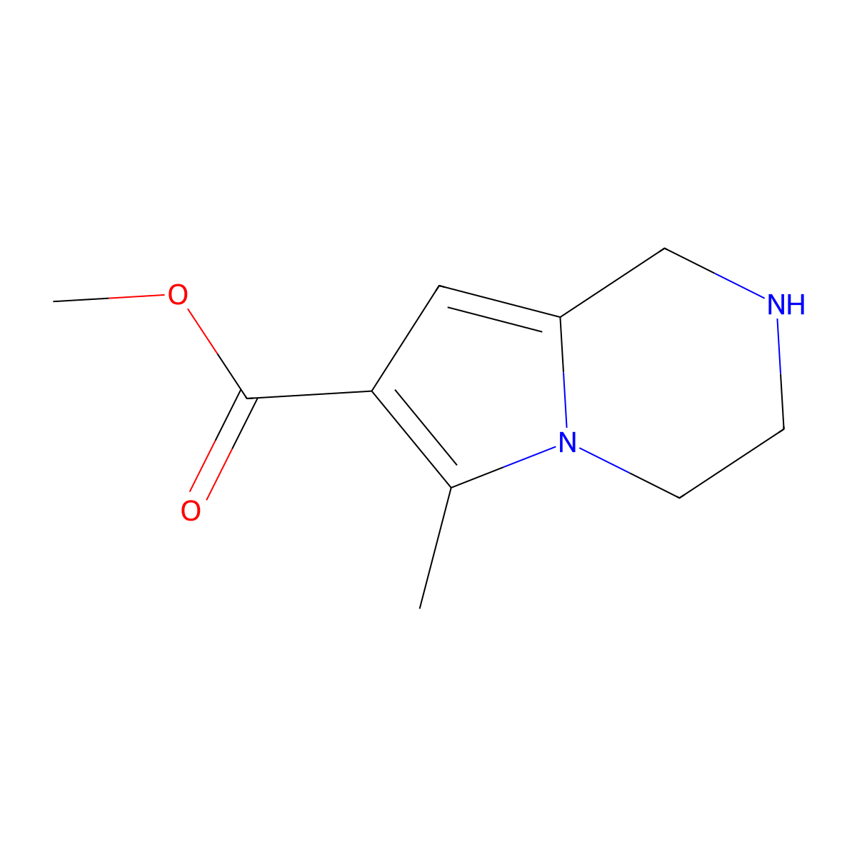 methyl 6-methyl-1H,2H,3H,4H-pyrrolo(1,2-a)pyrazine-7-carboxylate molecular structure, CAS 2866319-10-8