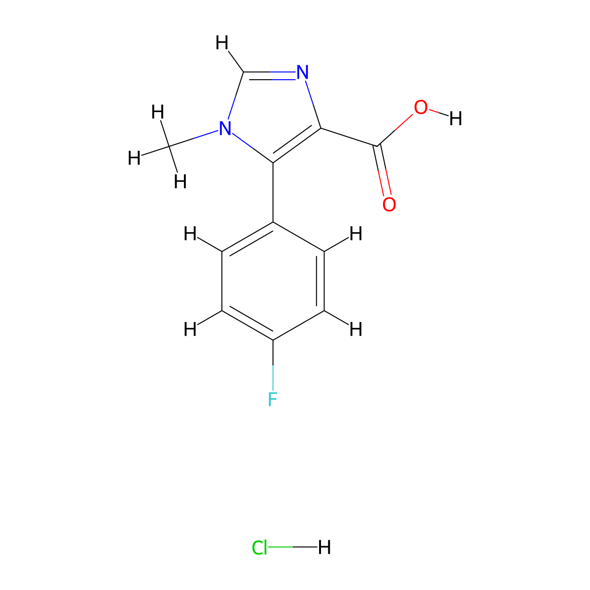 5-(4-fluorophenyl)-1-methyl-1H-imidazole-4-carboxylic acid hydrochloride molecular structure, CAS 2866319-26-6