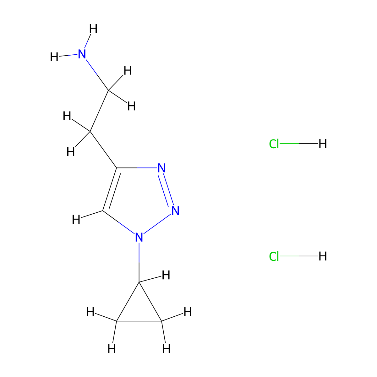 2-(1-cyclopropyl-1H-1,2,3-triazol-4-yl)ethan-1-amine dihydrochloride molecular structure, CAS 2866319-31-3
