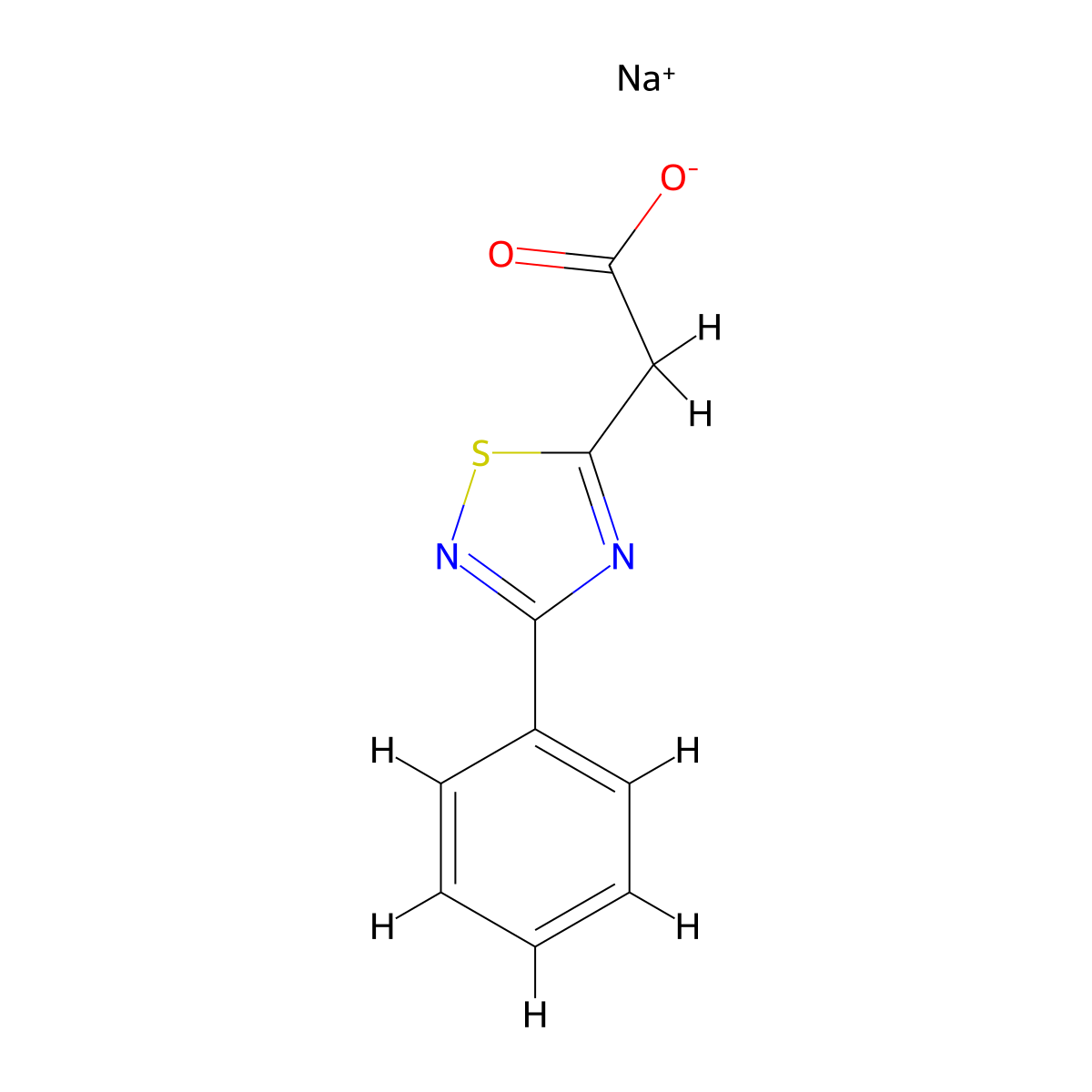 Sodium 2-(3-phenyl-1,2,4-thiadiazol-5-yl)acetate molecular structure, CAS 2866319-38-0