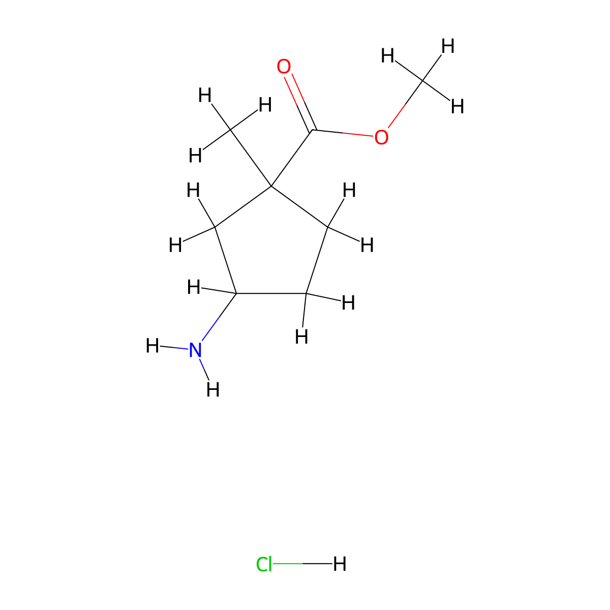 methyl 3-amino-1-methylcyclopentane-1-carboxylate hydrochloride, Mixture of diastereomers molecular structure, CAS 2866319-39-1