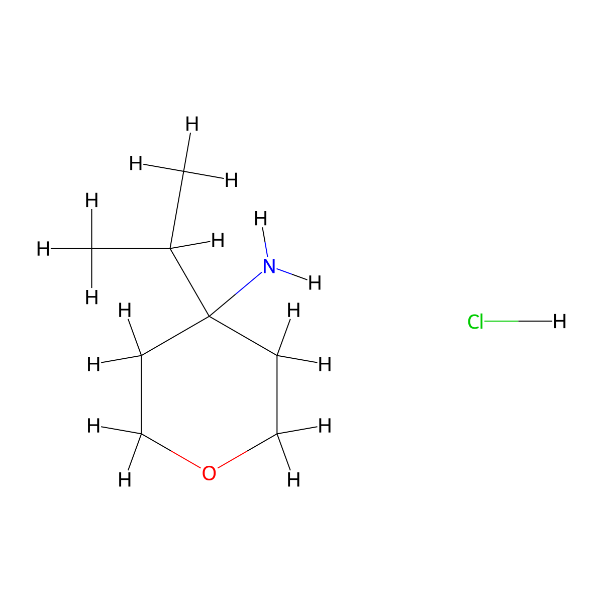 4-(Propan-2-yl)oxan-4-amine hydrochloride molecular structure, CAS 2866319-44-8