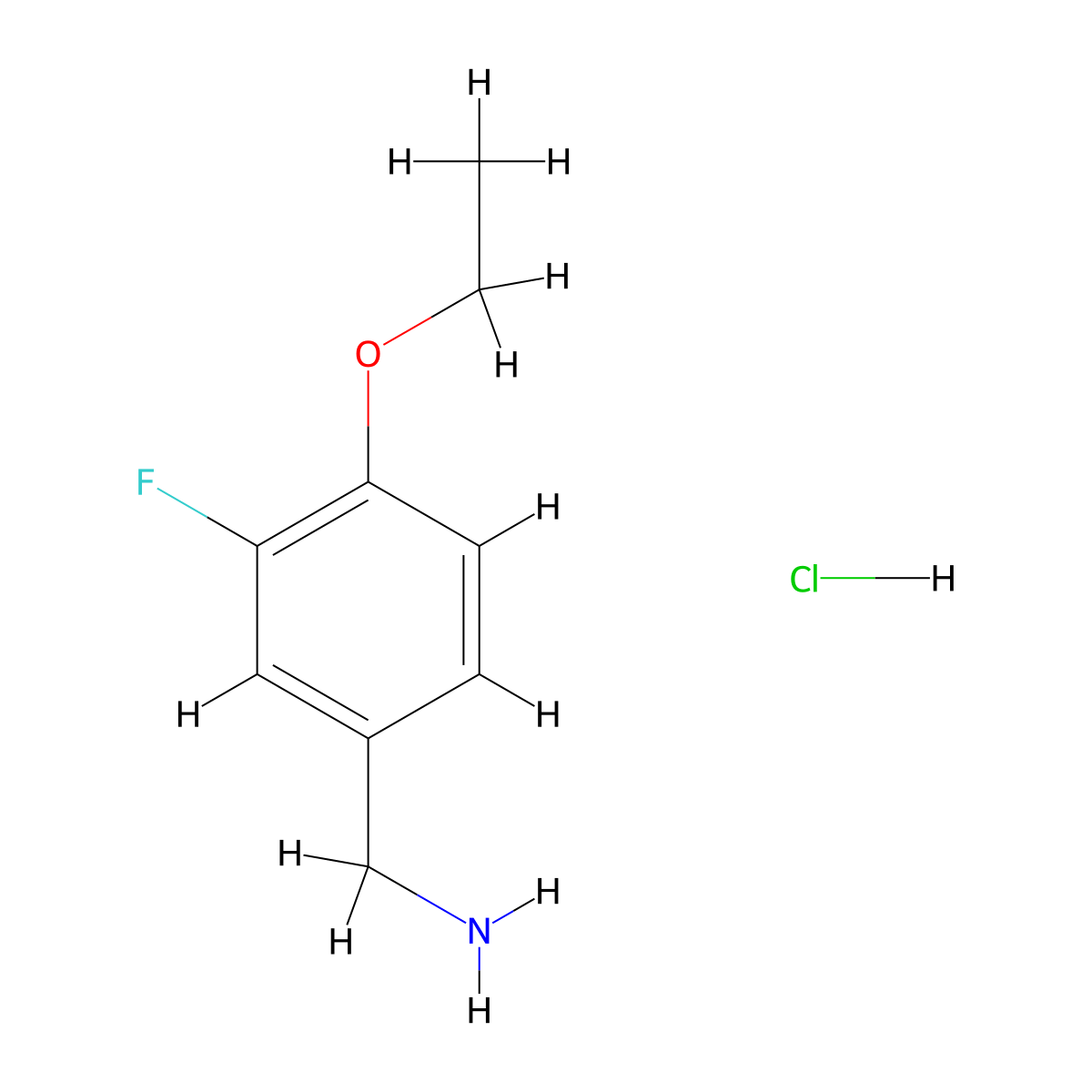 1-(4-Ethoxy-3-fluorophenyl)methanamine hydrochloride molecular structure, CAS 2866319-47-1
