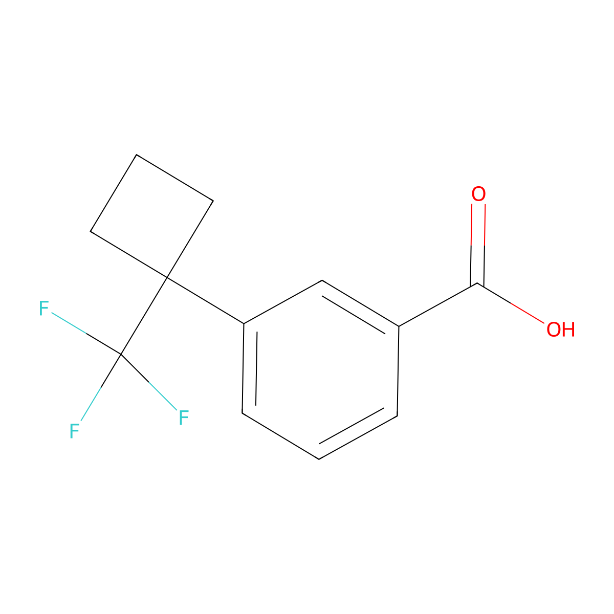 3-[1-(Trifluoromethyl)cyclobutyl]benzoic acid molecular structure, CAS 2866319-50-6