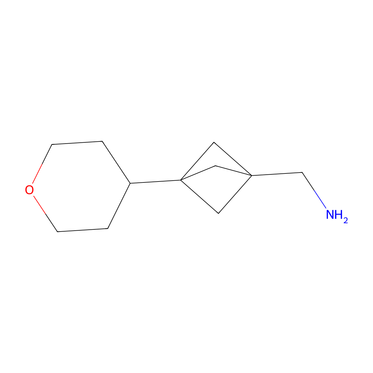 1-[3-(Oxan-4-yl)bicyclo[1.1.1]pentan-1-yl]methanamine molecular structure, CAS 2866319-51-7