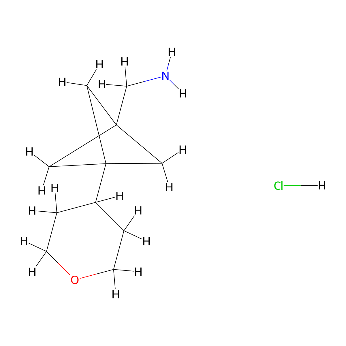 1-[3-(Oxan-4-yl)bicyclo[1.1.1]pentan-1-yl]methanamine hydrochloride molecular structure, CAS 2866319-52-8