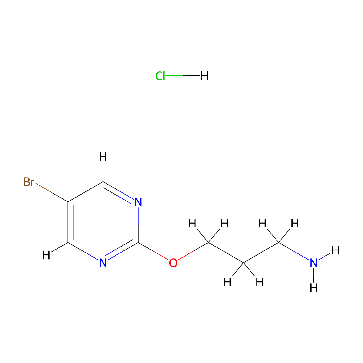 3-[(5-Bromopyrimidin-2-yl)oxy]propan-1-amine hydrochloride molecular structure, CAS 2866322-00-9