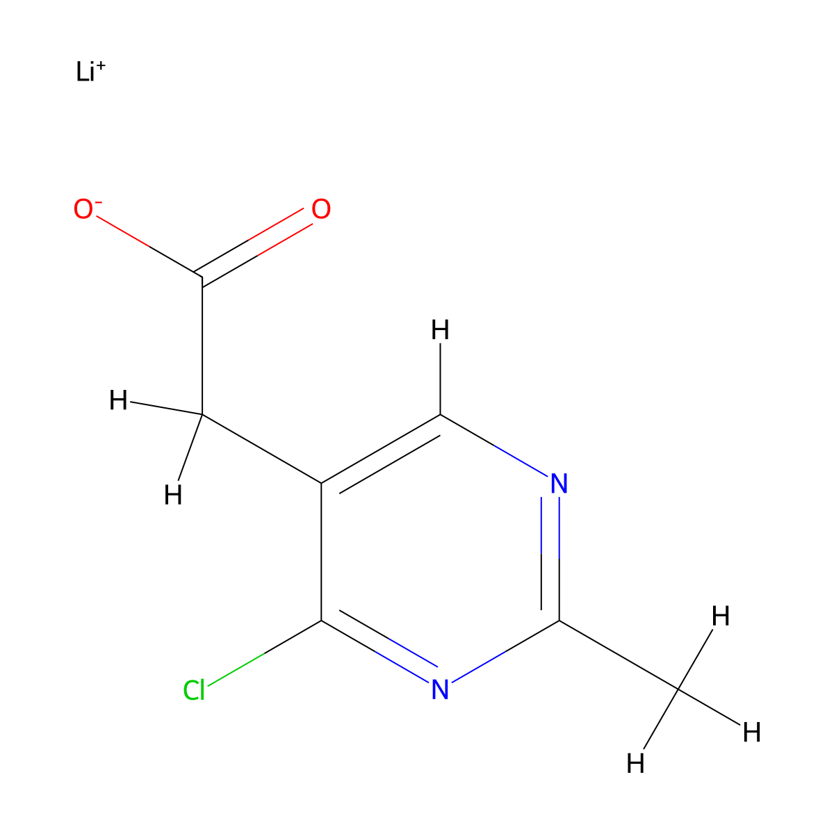 Lithium(1+) 2-(4-chloro-2-methylpyrimidin-5-yl)acetate molecular structure, CAS 2866322-02-1