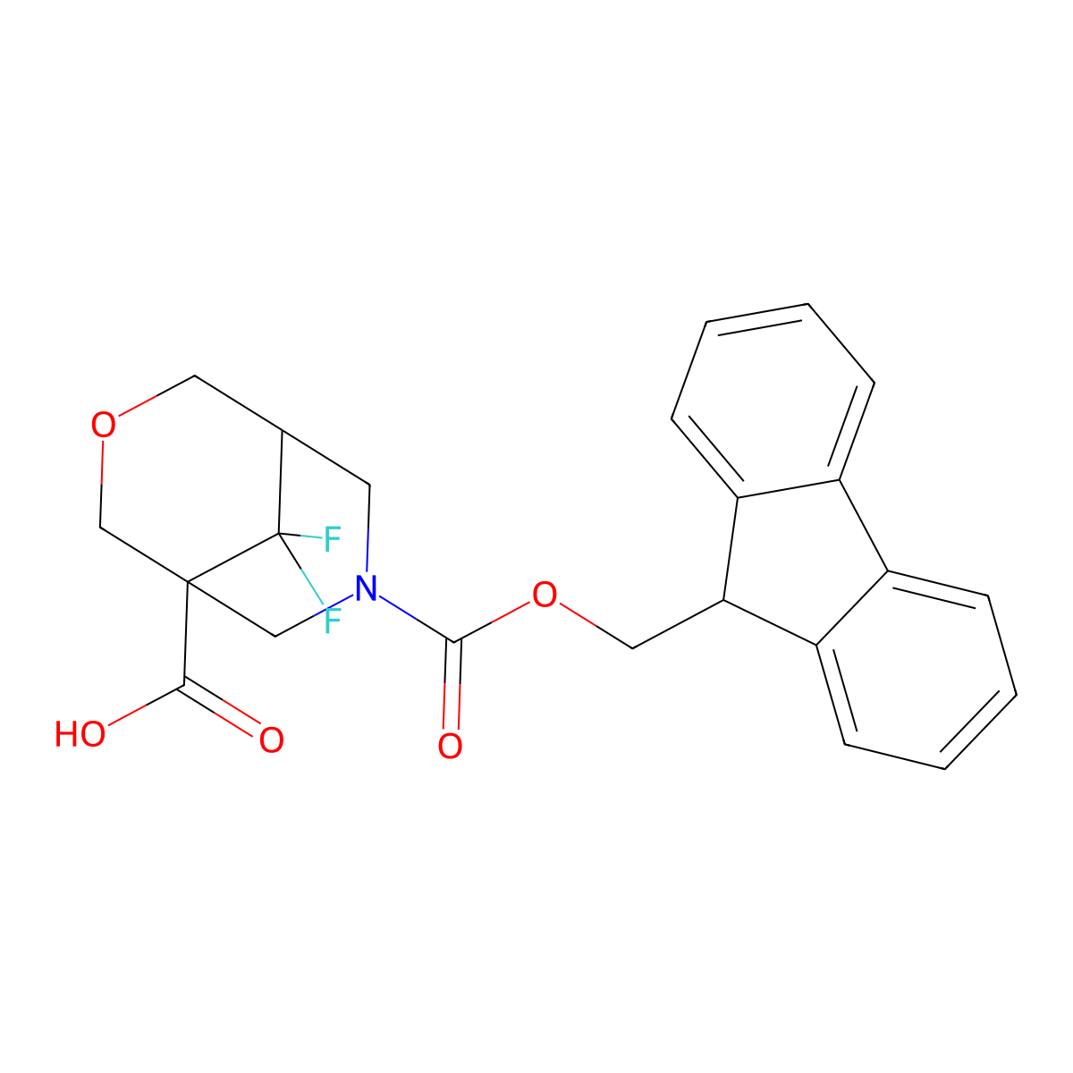 7-{[(9H-fluoren-9-yl)methoxy]carbonyl}-9,9-difluoro-3-oxa-7-azabicyclo[3.3.1]nonane-1-carboxylic acid molecular structure, CAS 2866322-07-6