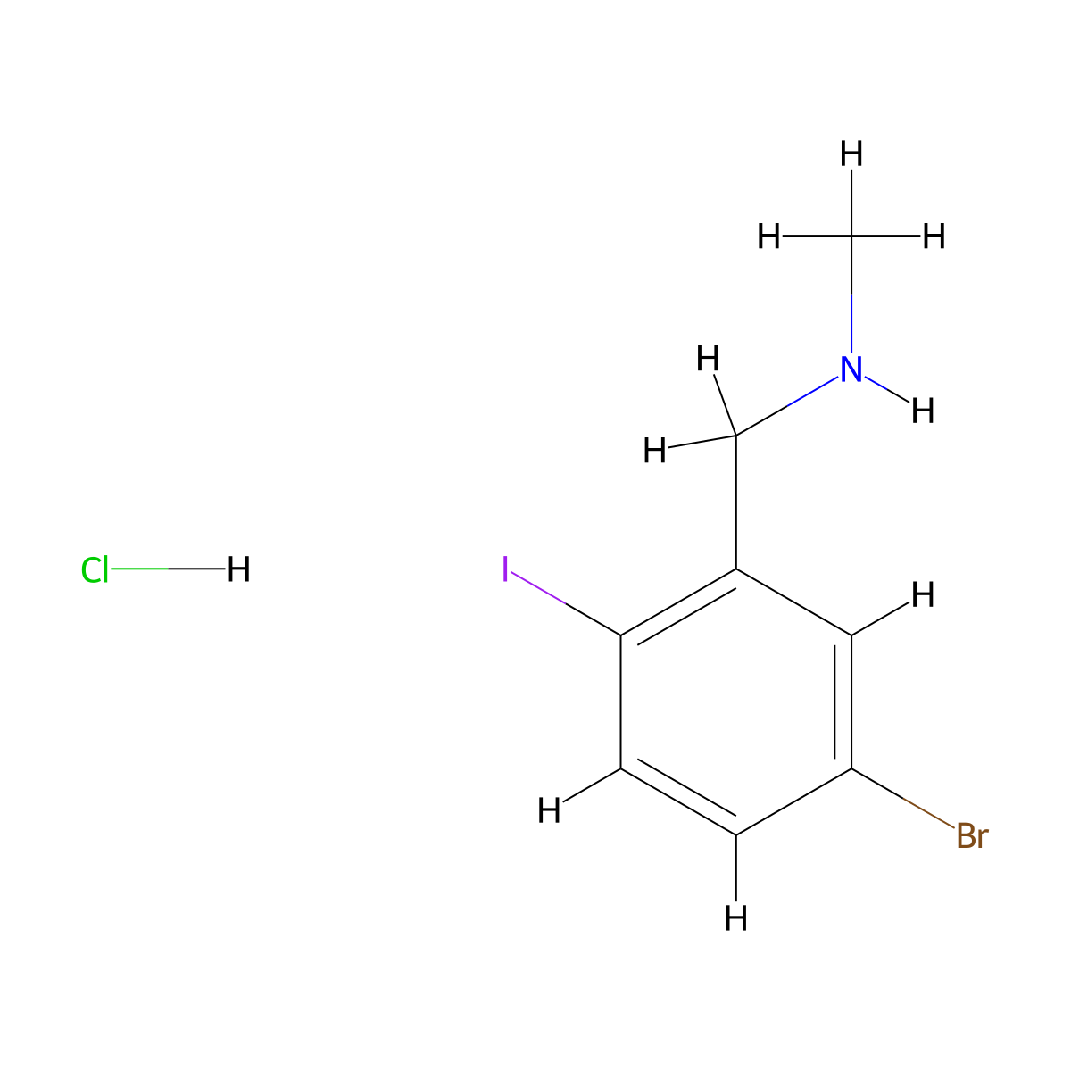 [(5-Bromo-2-iodophenyl)methyl](methyl)amine hydrochloride molecular structure, CAS 2866322-14-5