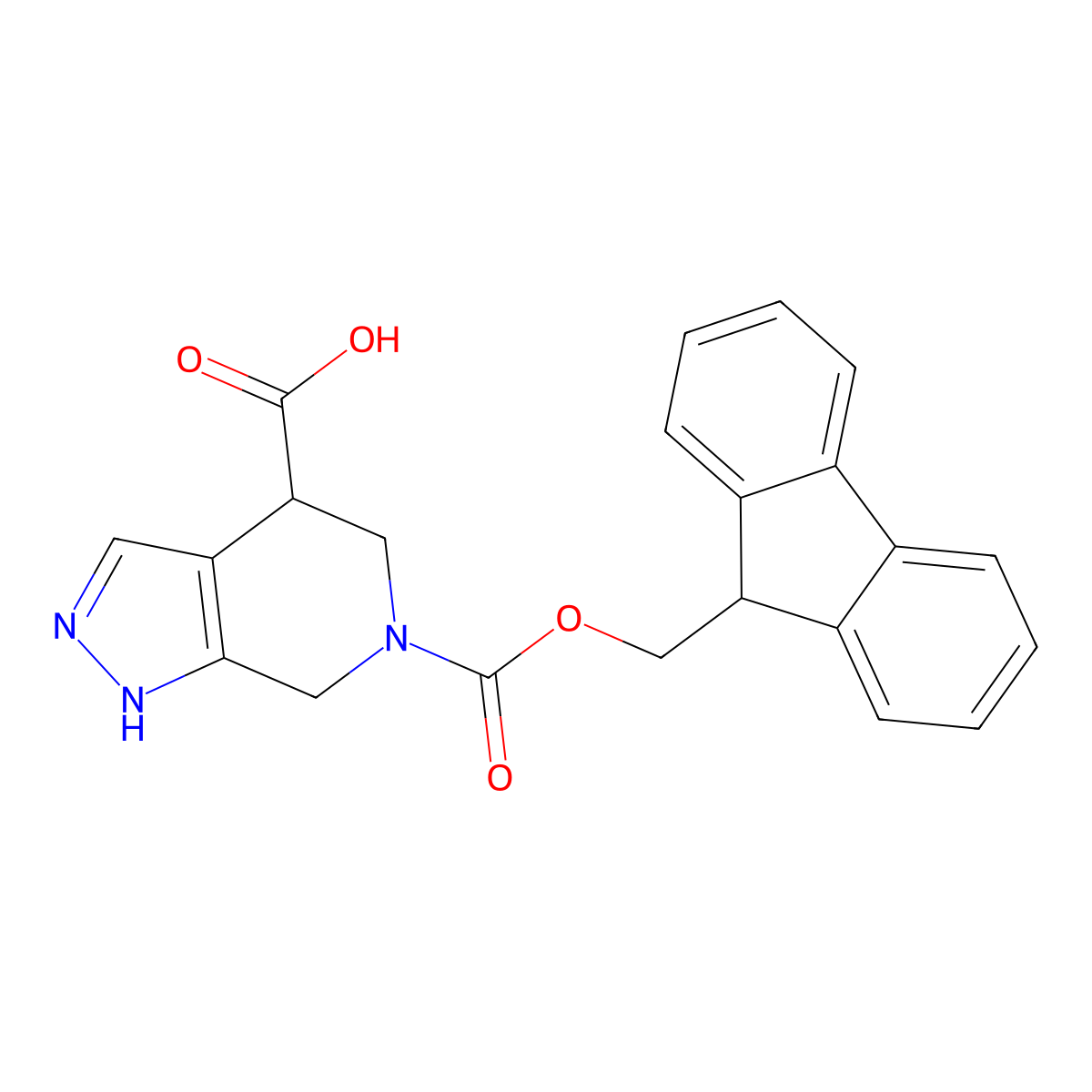 6-{[(9H-fluoren-9-yl)methoxy]carbonyl}-2H,4H,5H,6H,7H-pyrazolo[3,4-c]pyridine-4-carboxylic acid molecular structure, CAS 2866322-21-4