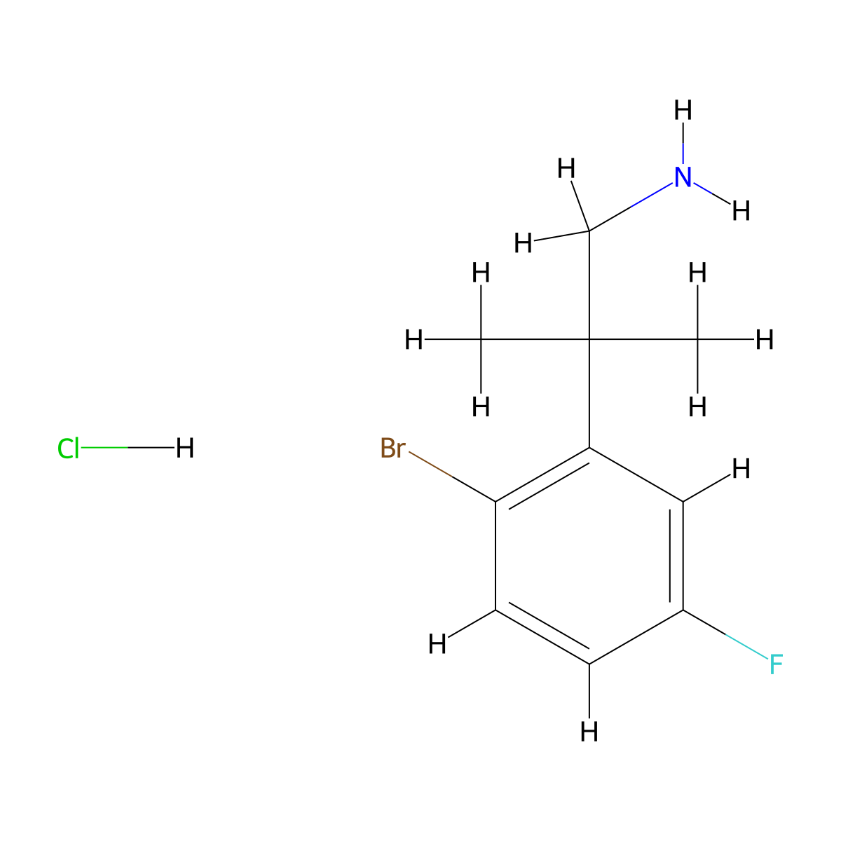2-(2-Bromo-5-fluorophenyl)-2-methylpropan-1-amine hydrochloride molecular structure, CAS 2866322-23-6