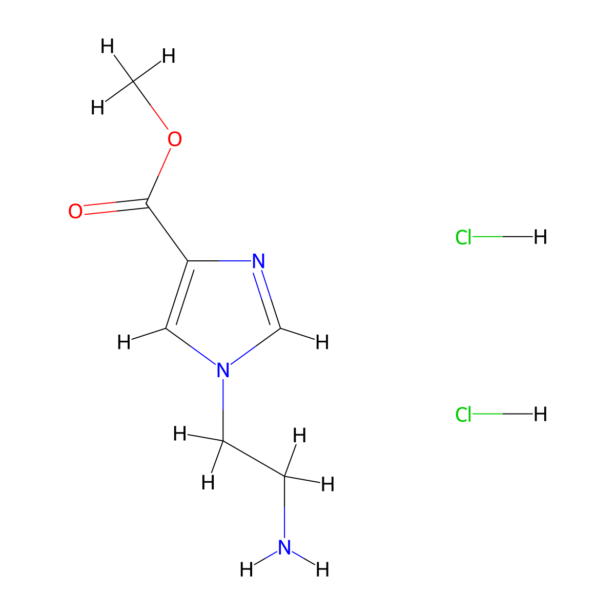 methyl 1-(2-aminoethyl)-1H-imidazole-4-carboxylate dihydrochloride molecular structure, CAS 2866322-38-3