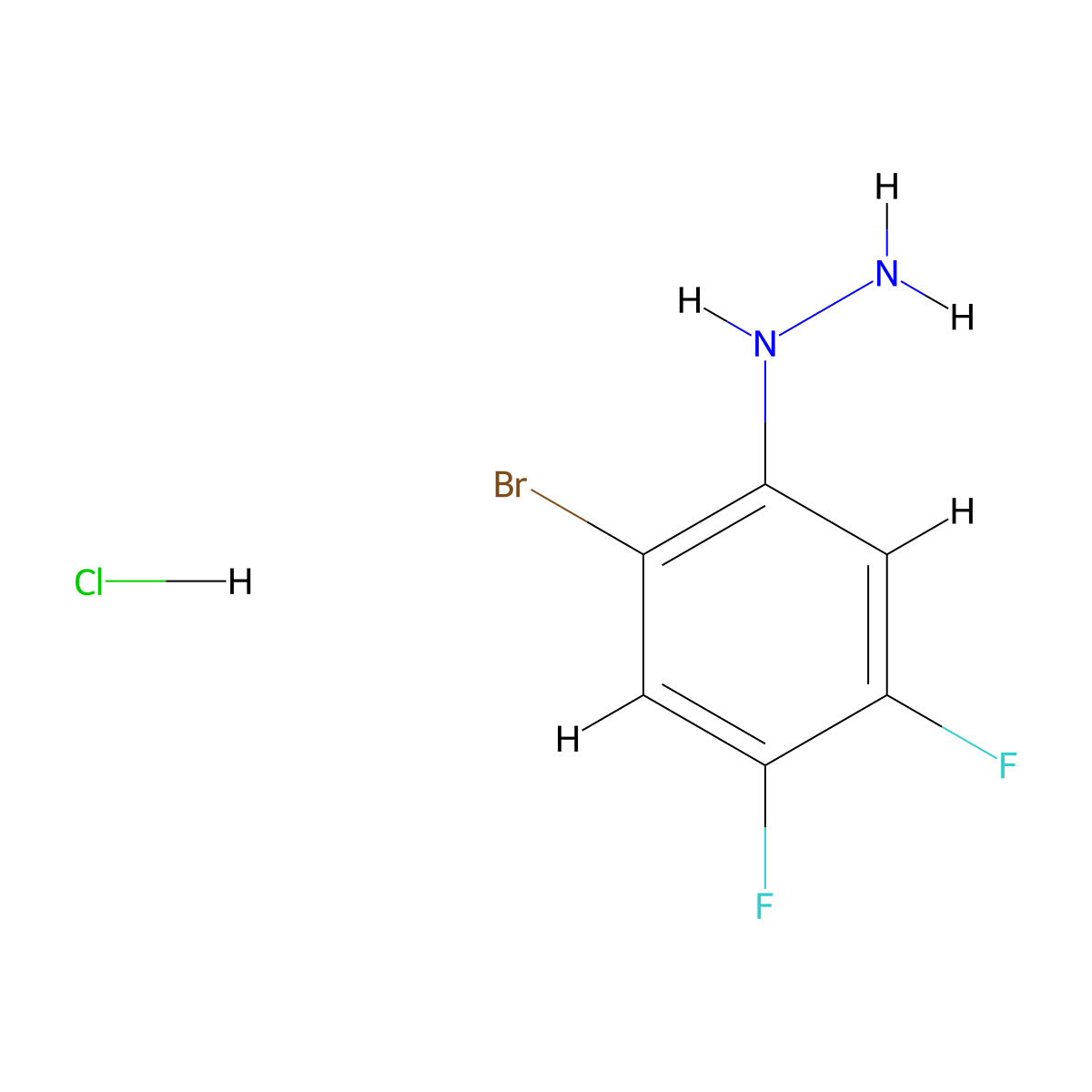 (2-Bromo-4,5-difluorophenyl)hydrazine hydrochloride molecular structure, CAS 2866322-44-1