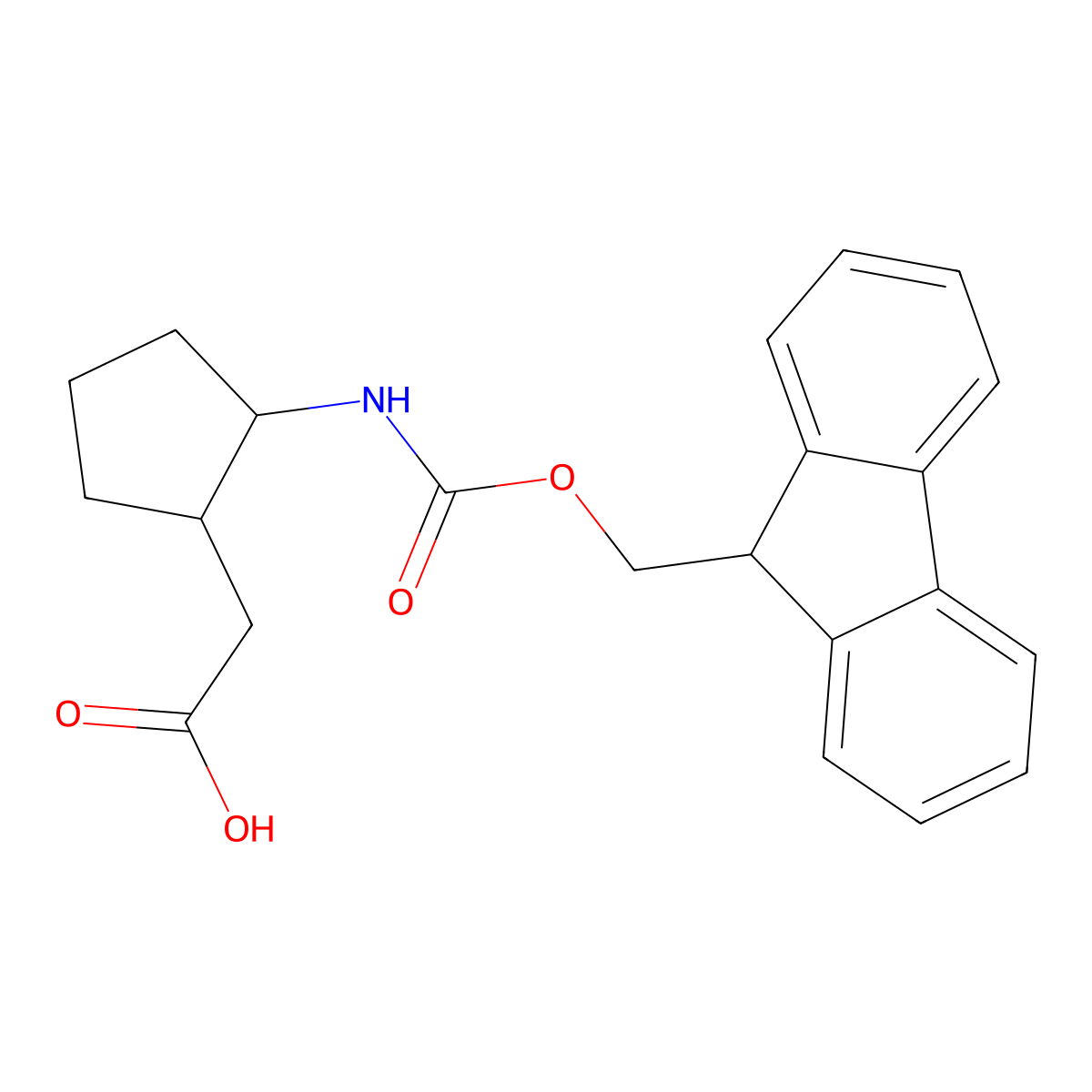 rac-2-[(1R,2R)-2-({[(9H-fluoren-9-yl)methoxy]carbonyl}amino)cyclopentyl]acetic acid molecular structure, CAS 2866322-58-7