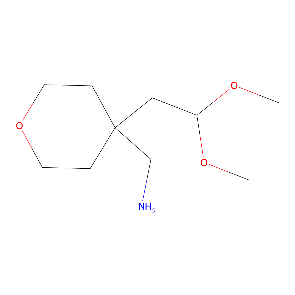 1-[4-(2,2-Dimethoxyethyl)oxan-4-yl]methanamine molecular structure, CAS 2866322-59-8