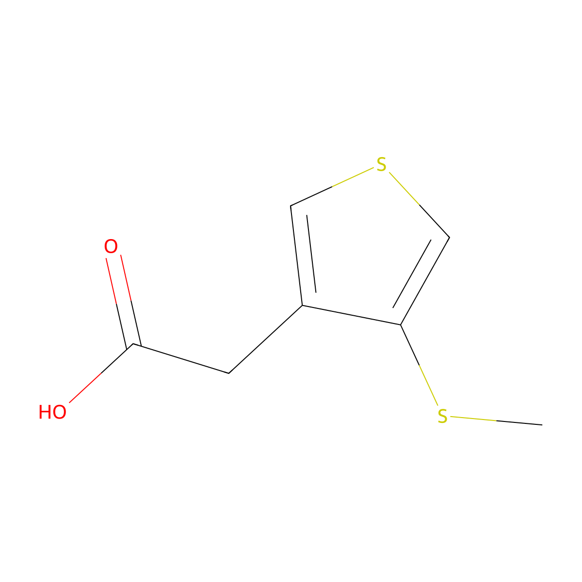 2-[4-(Methylsulfanyl)thiophen-3-yl]acetic acid molecular structure, CAS 2866322-65-6