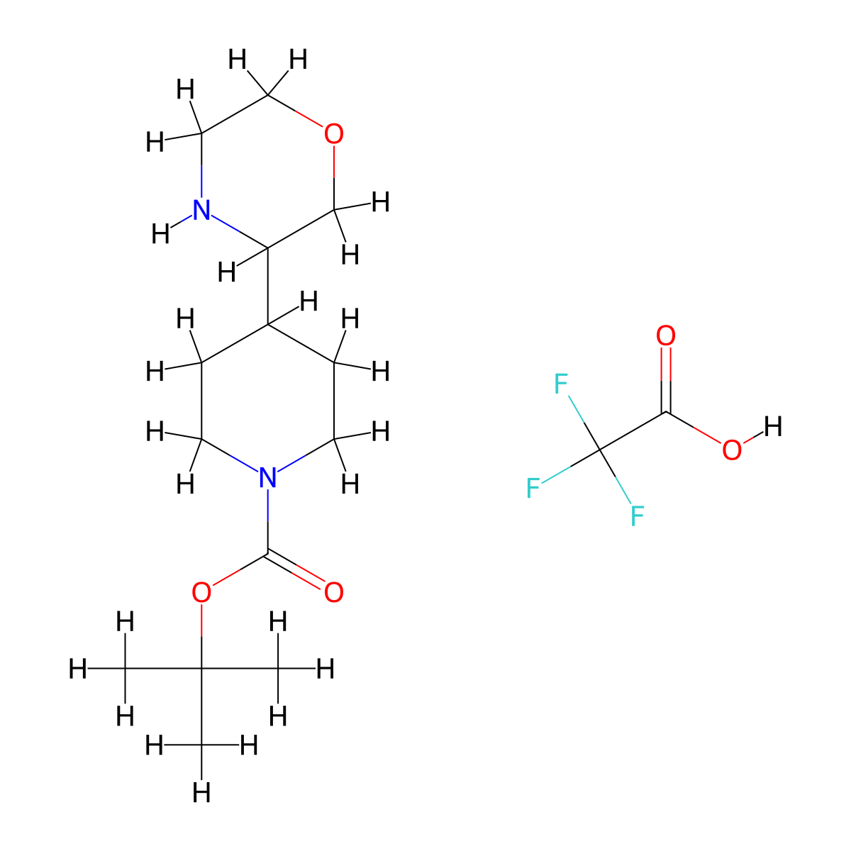 Tert-butyl 4-(morpholin-3-yl)piperidine-1-carboxylate, trifluoroacetic acid molecular structure, CAS 2866322-78-1
