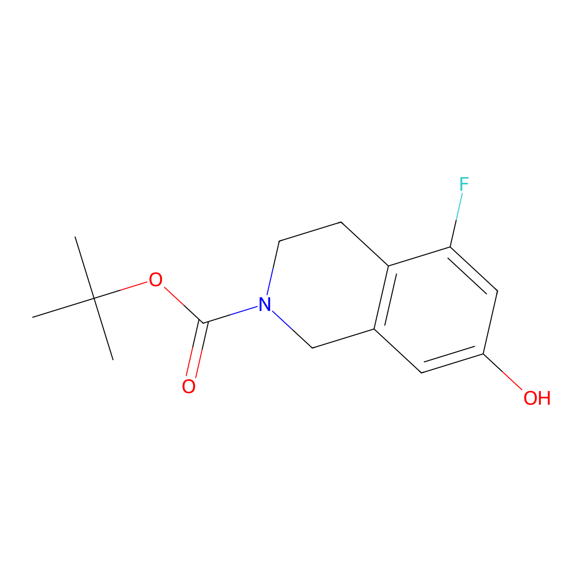 Tert-butyl 5-fluoro-7-hydroxy-1,2,3,4-tetrahydroisoquinoline-2-carboxylate molecular structure, CAS 2866322-89-4